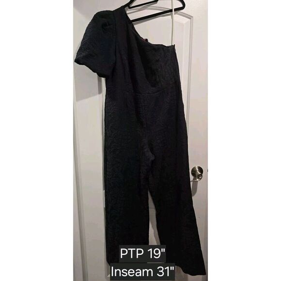 Lilly Pulitzer Brialyn One-Shoulder Jumpsuit 14 Onyx Black Jacquard $248 EUC‎ - Picture 3 of 16